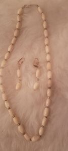 Gold Tone Ivory Lucite Necklace and Earring Set